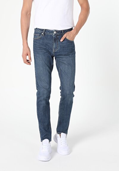 Image de 044 Karl Pantalon Bleu Straight Leg Low Rise En  Slim Fit-low Rise-slim Leg Homme