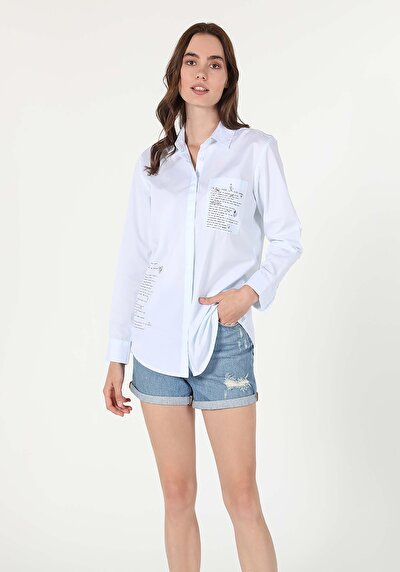 Image de Chemise À Manches Longues Bleu Relaxed Fit Femme