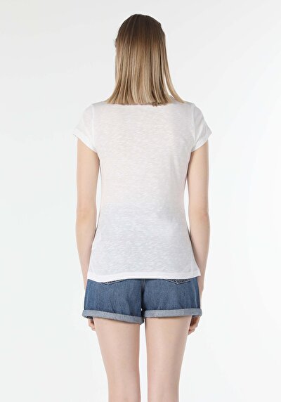 Image de T-shirt À Manches Courtes Blanc Slim Fit  Femme