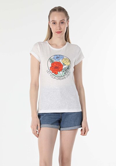 Image de T-shirt À Manches Courtes Blanc Slim Fit  Femme
