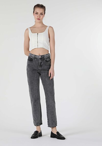 Afficher les détails de 893 Julia Pantalon Bleu Tapered Leg  En  Boyfriend Fit Femme