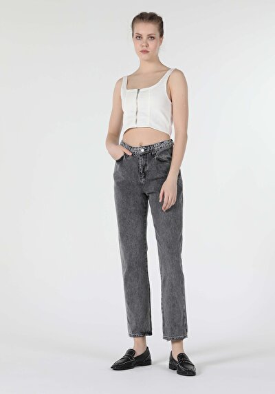Afficher les détails de 893 Julia Pantalon Bleu Tapered Leg  En  Boyfriend Fit Femme