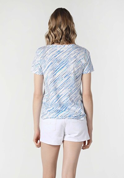 Image de T-shirt À Manches Courtes Bleu Regular Fit Femme