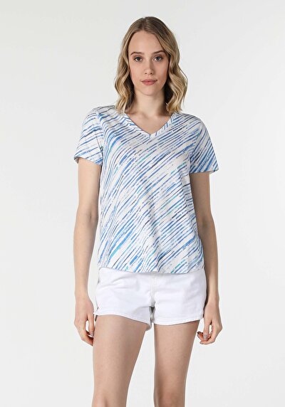 Image de T-shirt À Manches Courtes Bleu Regular Fit  Femme
