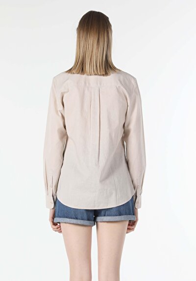 Image de Chemise À Manches Longues Beige Regular Fit   Femme