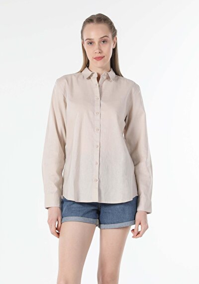 Image de Chemise À Manches Longues Beige Regular Fit   Femme