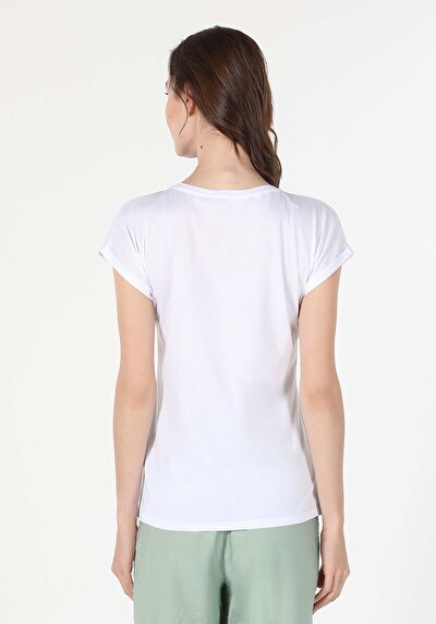 Image de T-shirt À Manches Courtes Blanc Regular Fit Femme