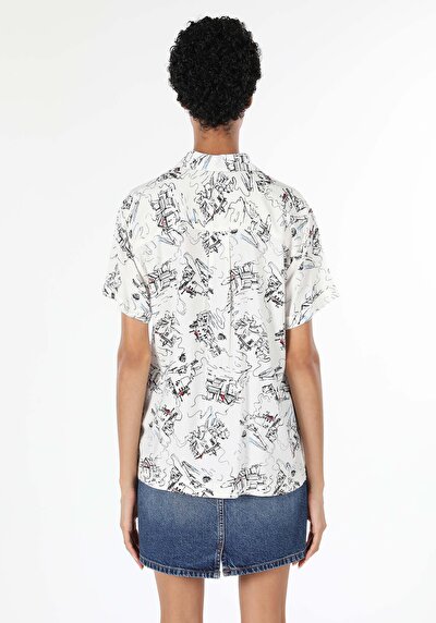 Image de Chemise À Manches Courtes Blanc  Regular Fit Femme
