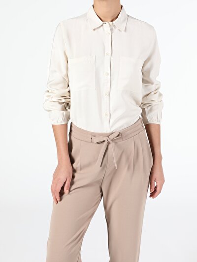 Image de Chemise À Manches Longues Beige Regular Fit Femme