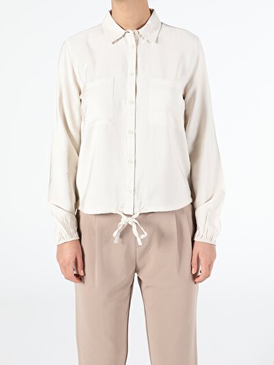 Image de Chemise À Manches Longues Beige Regular Fit   Femme