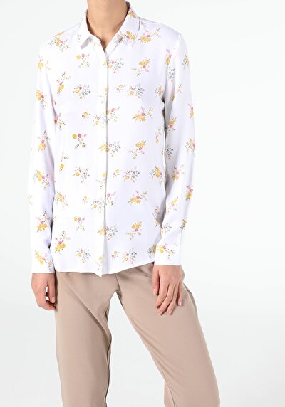 Image de Chemise À Manches Longues Blanc Slim Fit Femme