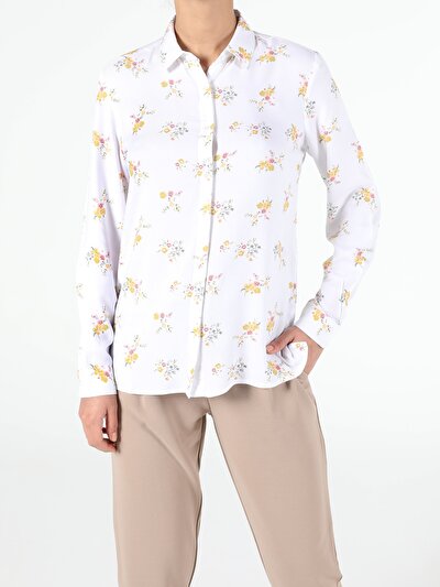 Image de Chemise À Manches Longues Blanc Slim Fit   Femme