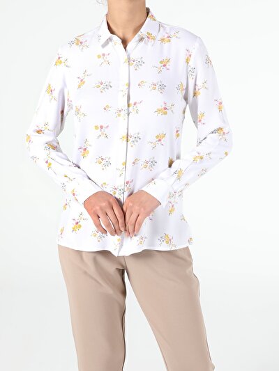 Image de Chemise À Manches Longues Blanc Slim Fit   Femme