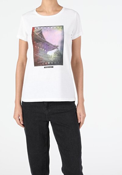 Image de T-shirt À Manches Courtes Blanc Regular Fit Femme