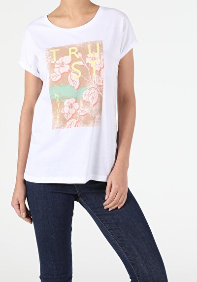 Image de T-shirt À Manches Courtes Blanc Regular Fit Femme