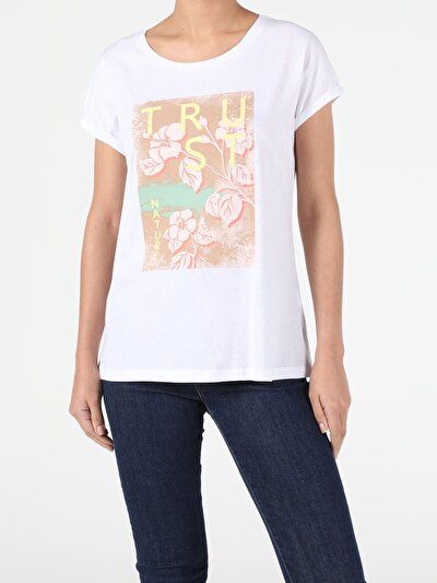 Image de T-shirt À Manches Courtes Blanc Regular Fit Femme