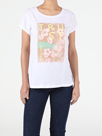 Image de T-shirt À Manches Courtes Blanc Regular Fit  Femme