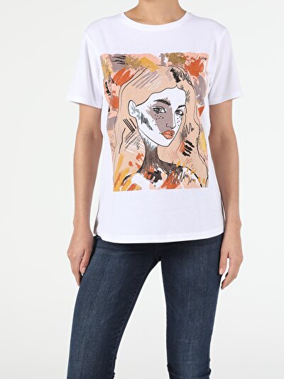 Image de T-shirt À Manches Courtes Blanc Regular Fit Femme