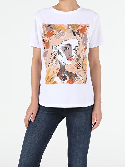 Image de T-shirt À Manches Courtes Blanc Regular Fit  Femme