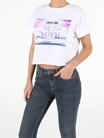 Image de T-shirt À Manches Courtes Blanc Regular Fit  Femme