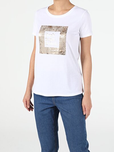 Image de T-shirt À Manches Courtes Blanc Regular Fit Femme