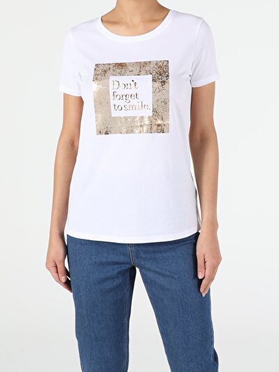 Image de T-shirt À Manches Courtes Blanc Regular Fit  Femme