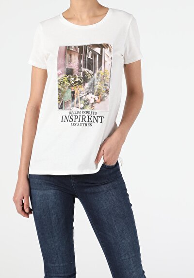 Image de T-shirt À Manches Courtes Blanc Regular Fit Femme
