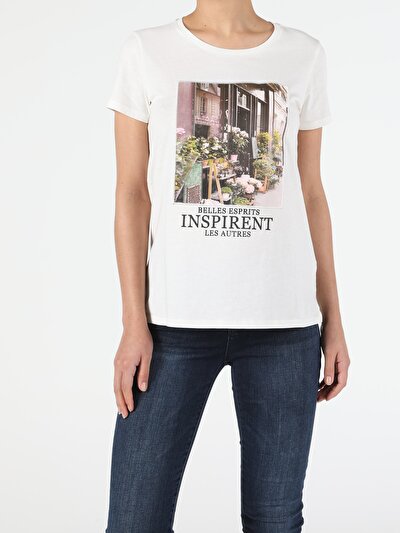 Image de T-shirt À Manches Courtes Blanc Regular Fit Femme