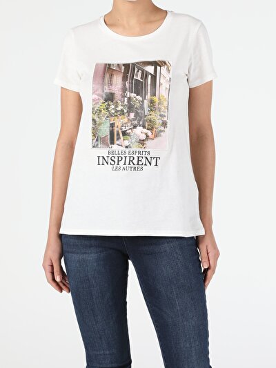 Image de T-shirt À Manches Courtes Blanc Regular Fit  Femme