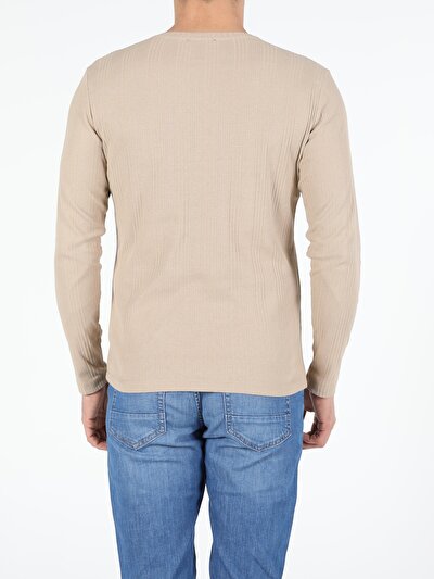Image de T-shirt À Manches Longues Beige Slim Fit  Homme