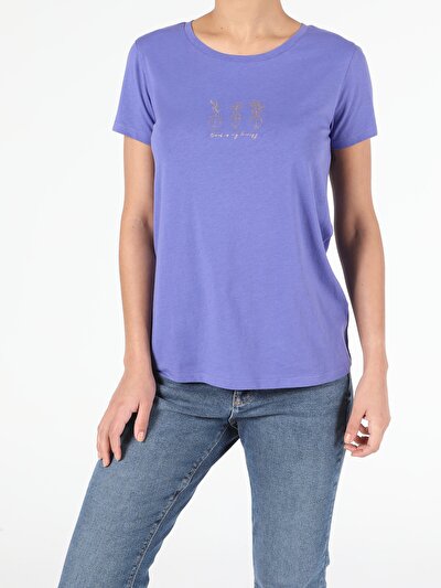 Image de T-shirt À Manches Courtes Violet Slim Fit  Femme