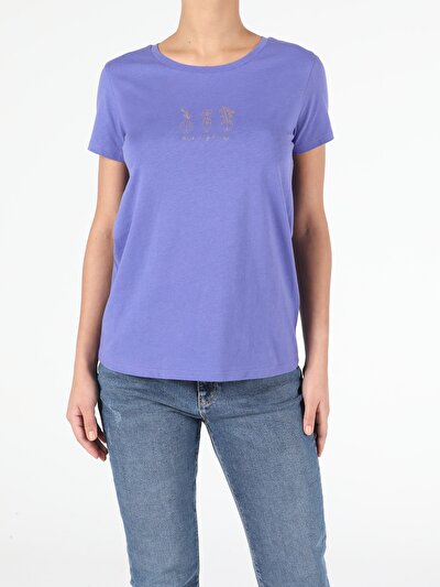 Image de T-shirt À Manches Courtes Violet Slim Fit  Femme