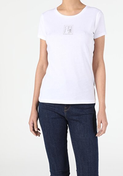 Image de T-shirt À Manches Courtes Blanc Slim Fit Femme