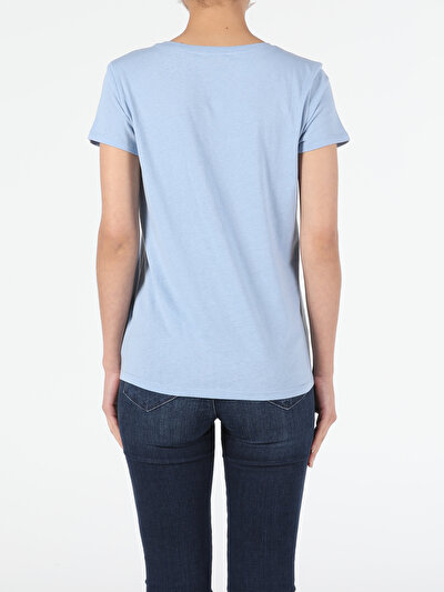Image de T-shirt À Manches Courtes Bleu Regular Fit  Femme