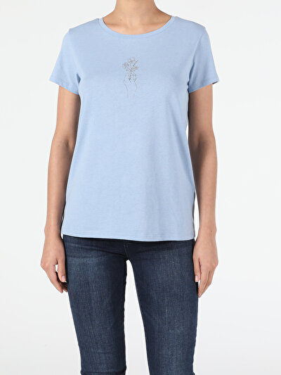 Image de T-shirt À Manches Courtes Bleu Regular Fit  Femme