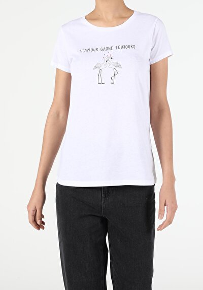Image de T-shirt À Manches Courtes Blanc Regular Fit  Femme