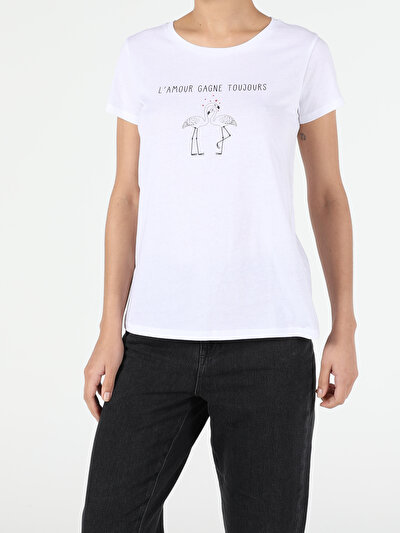 Image de T-shirt À Manches Courtes Blanc Regular Fit  Femme