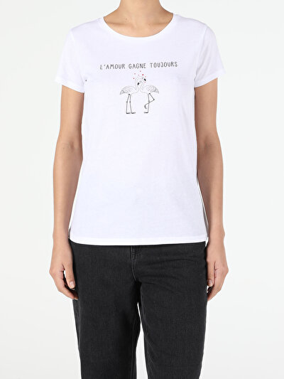 Image de T-shirt À Manches Courtes Blanc Regular Fit  Femme