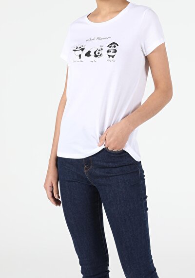 Image de T-shirt À Manches Courtes Blanc Regular Fit Femme