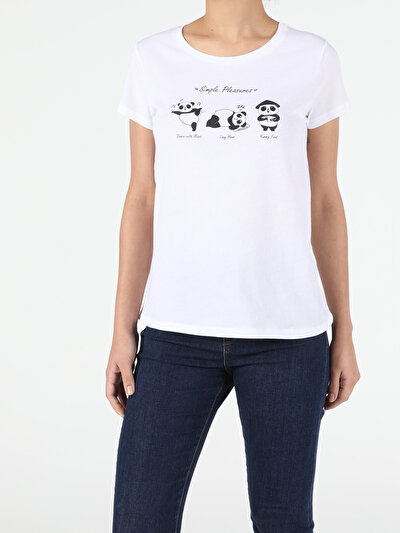 Image de T-shirt À Manches Courtes Blanc Regular Fit  Femme