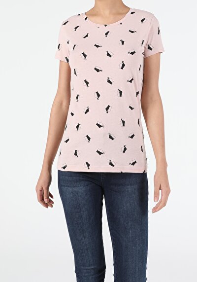 Image de T-shirt À Manches Courtes Rose Slim Fit Femme