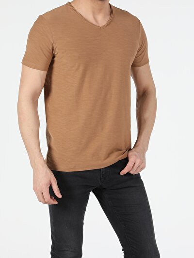 Image de T-shirt À Manches Courtes Marron Classic Fit Homme