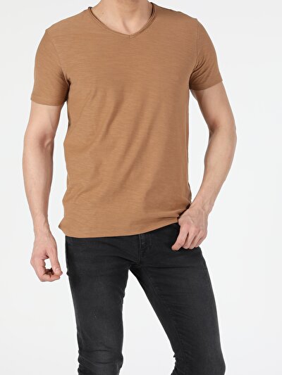 Image de T-shirt À Manches Courtes Marron Classic Fit  Homme