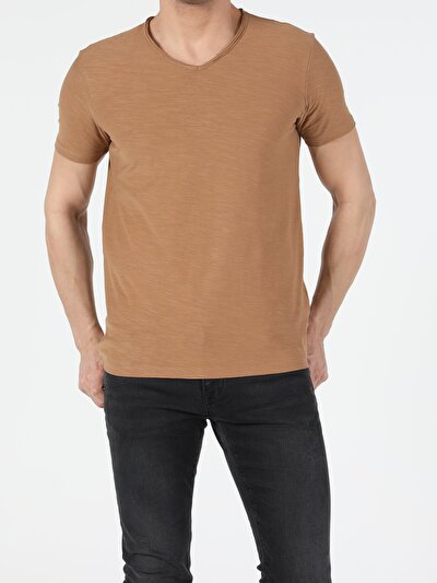 Image de T-shirt À Manches Courtes Marron Classic Fit Homme