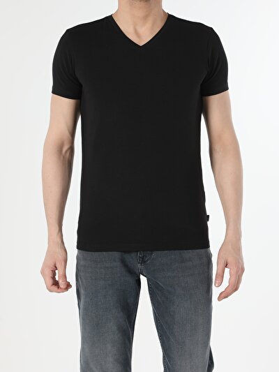 Image de T-shirt À Manches Courtes Noir Slim Fit Homme