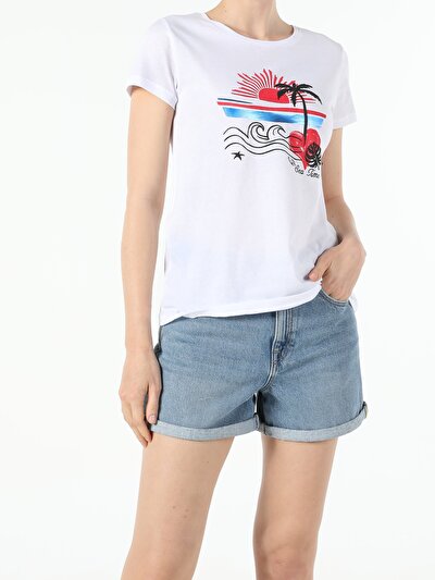 Image de T-shirt À Manches Courtes Blanc Regular Fit Femme