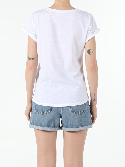 Image de T-shirt À Manches Courtes Blanc Regular Fit  Femme