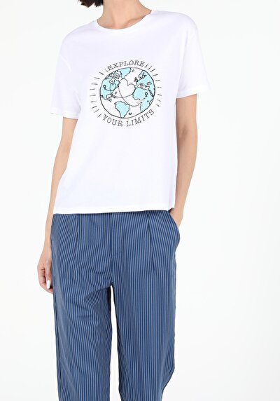 Image de T-shirt À Manches Courtes Blanc Regular Fit Femme