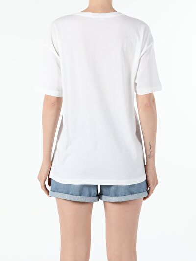 Image de T-shirt À Manches Courtes Blanc Comfort Fit Femme