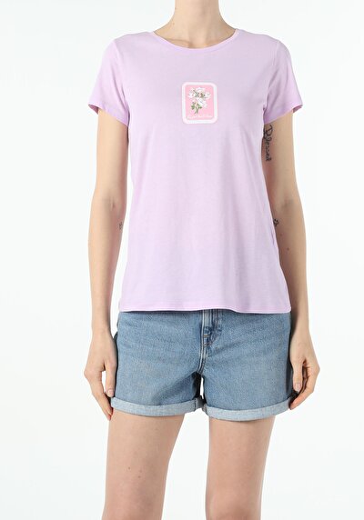 Image de T-shirt À Manches Courtes Violet Regular Fit Femme